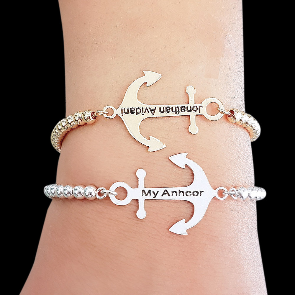 Personalized Anchor Bracelet - Personalized Bracelet - Custom Bracelet - Engraved Bracelet - Personalized Jewelry - Personalized Gift -